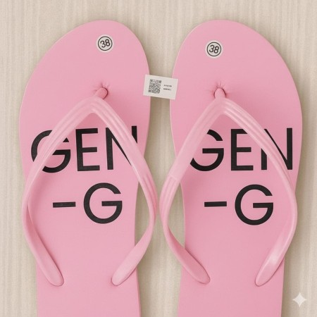 Sendal jepit pink motif gen g