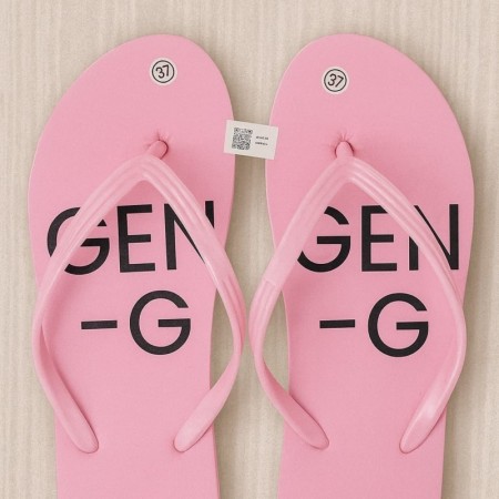 Sendal jepit pink motif gen g