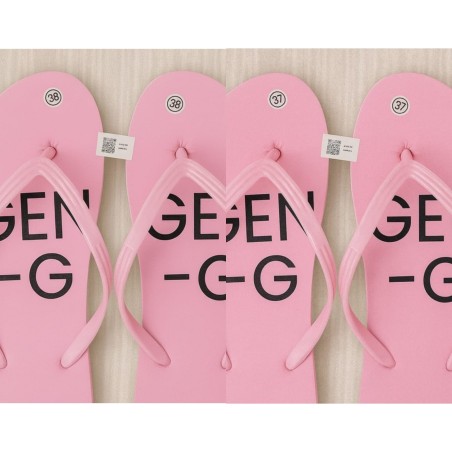 Sendal jepit pink motif gen g