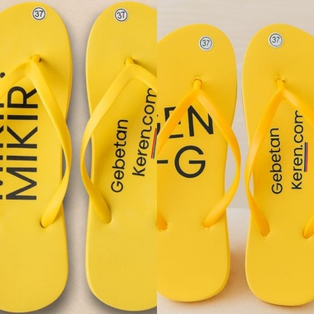 Sendal jepit kuning ukuran 37