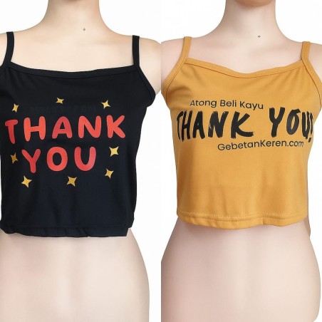 Tanktop crop Ateng bawa kayu thank you