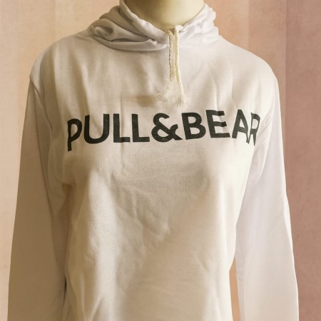 Hoodie crop putih pull & bear putih