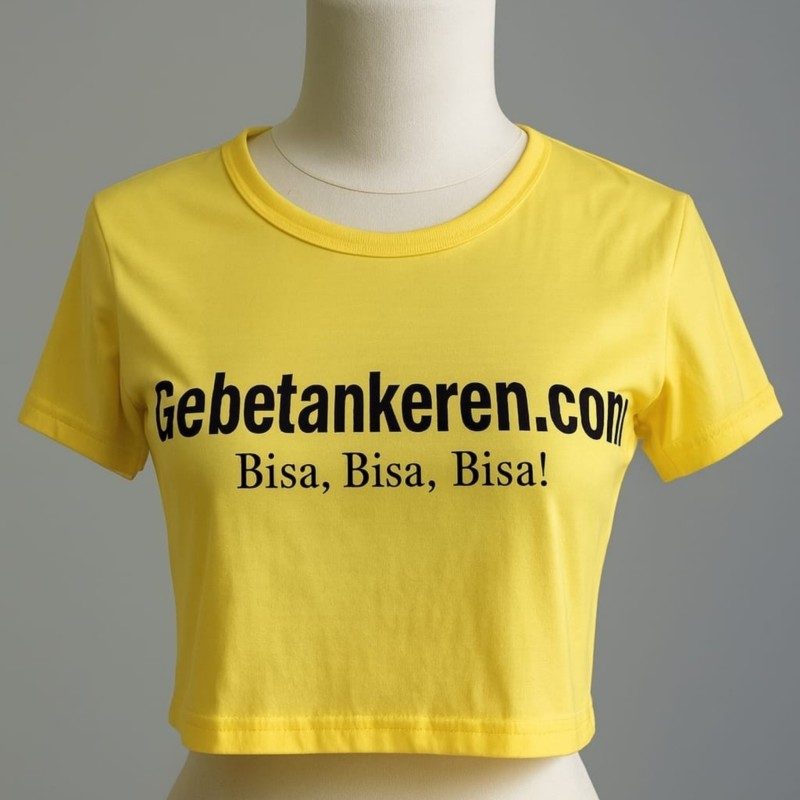 Kaos crop gebetan keren kuning Kaos crop gebetan keren kuning