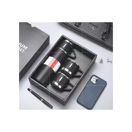 Termos Vakum Hitam Gratis 2 Cangkir Cantik 2 Pcs