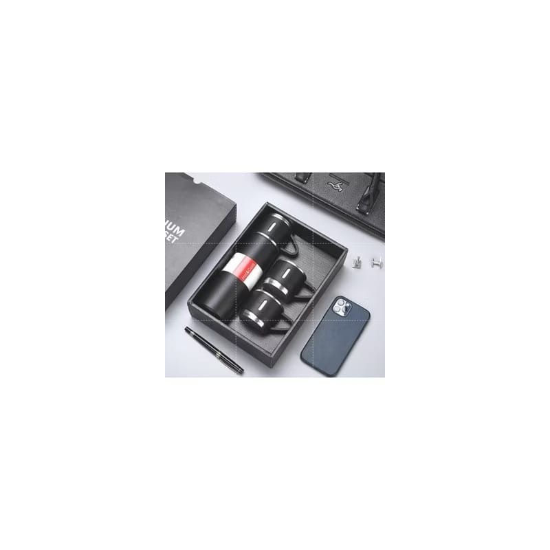 Termos Vakum Hitam Gratis 2 Cangkir Cantik 2 Pcs