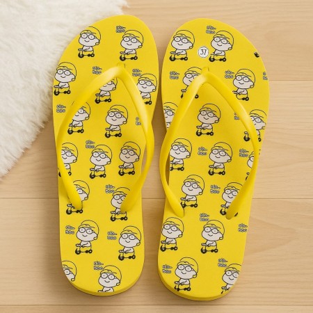 Sendal jepit kuning motif otw bos