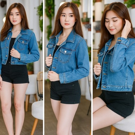 Jaket crop jeans rawis