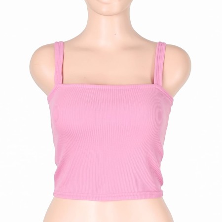 Tengtop crop rib , ukuran all size warna pink.