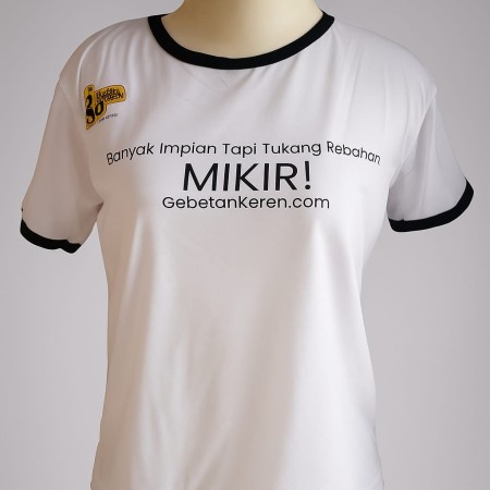 Baju lingkar bulat putih logo gebetan keren & design mikir