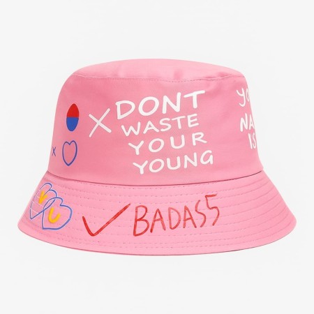 Topi bucket pria wanita kpop bolak balik badas