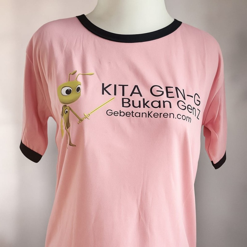Baju lingkar bulat pink logo semut kita gen G Baju lingkar bulat pink logo semut kita gen G