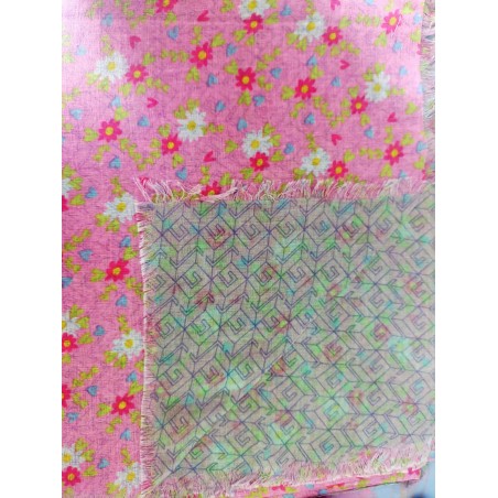 kerudung segi4 motif bunga pink (GKS Legok)
