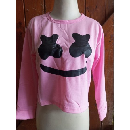 baju smile mata XX, crop pink muda (GKS Legok)