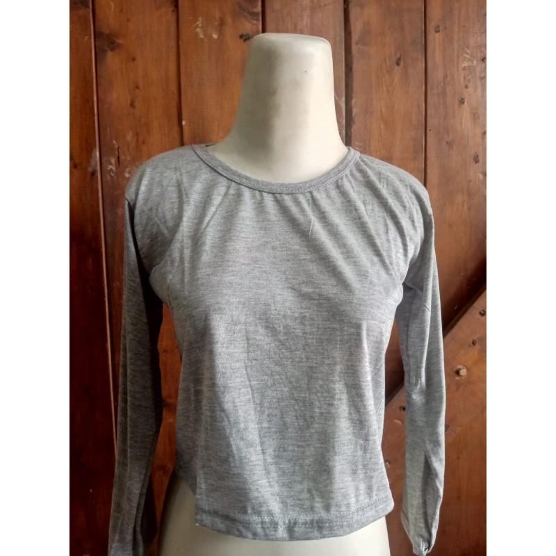 kaos crop lengan panjang abu (GKS Legok)