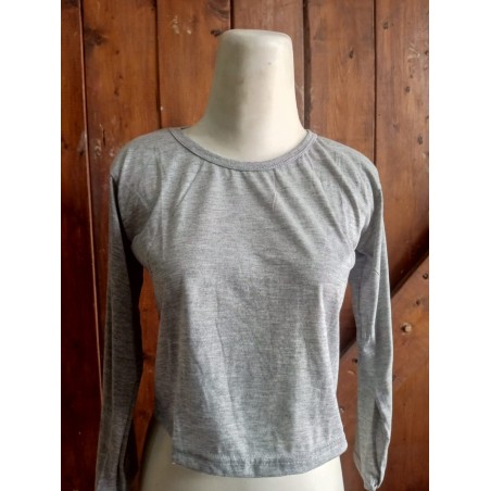 kaos crop lengan panjang abu (GKS Legok)