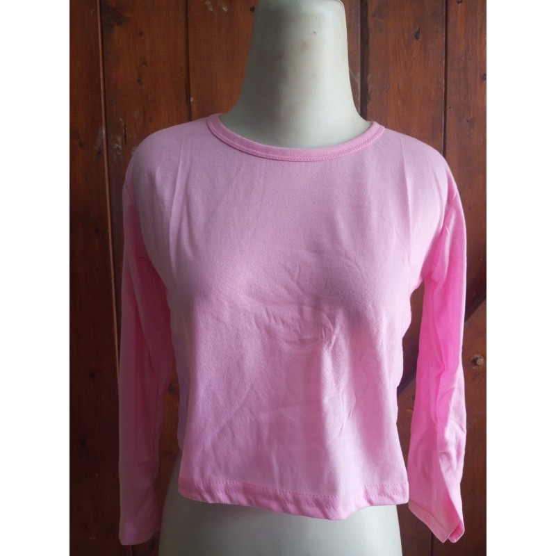 Kaos crop lengan panjang pink (GKS Legok)