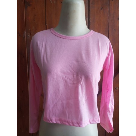 Kaos crop lengan panjang pink (GKS Legok)