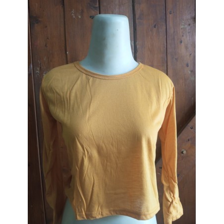 Kaos crop lengan panjang mustard (GKS Legok)