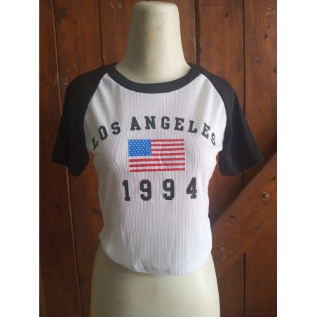 Te crop lengan pendek los angeles putih(GKS Legok)