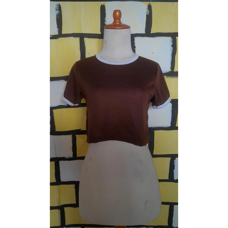 Baju crop polos coklat (GKS Legok)