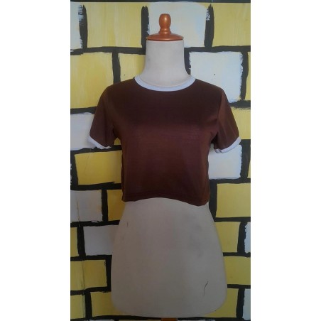 Baju crop polos coklat (GKS Legok)