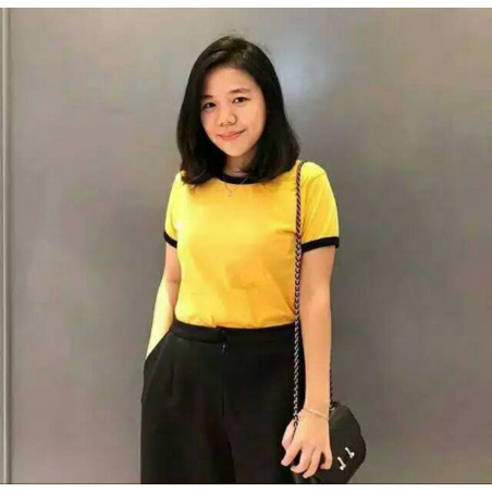 Kaos crop lingkar bulat kuning (GKS legok)